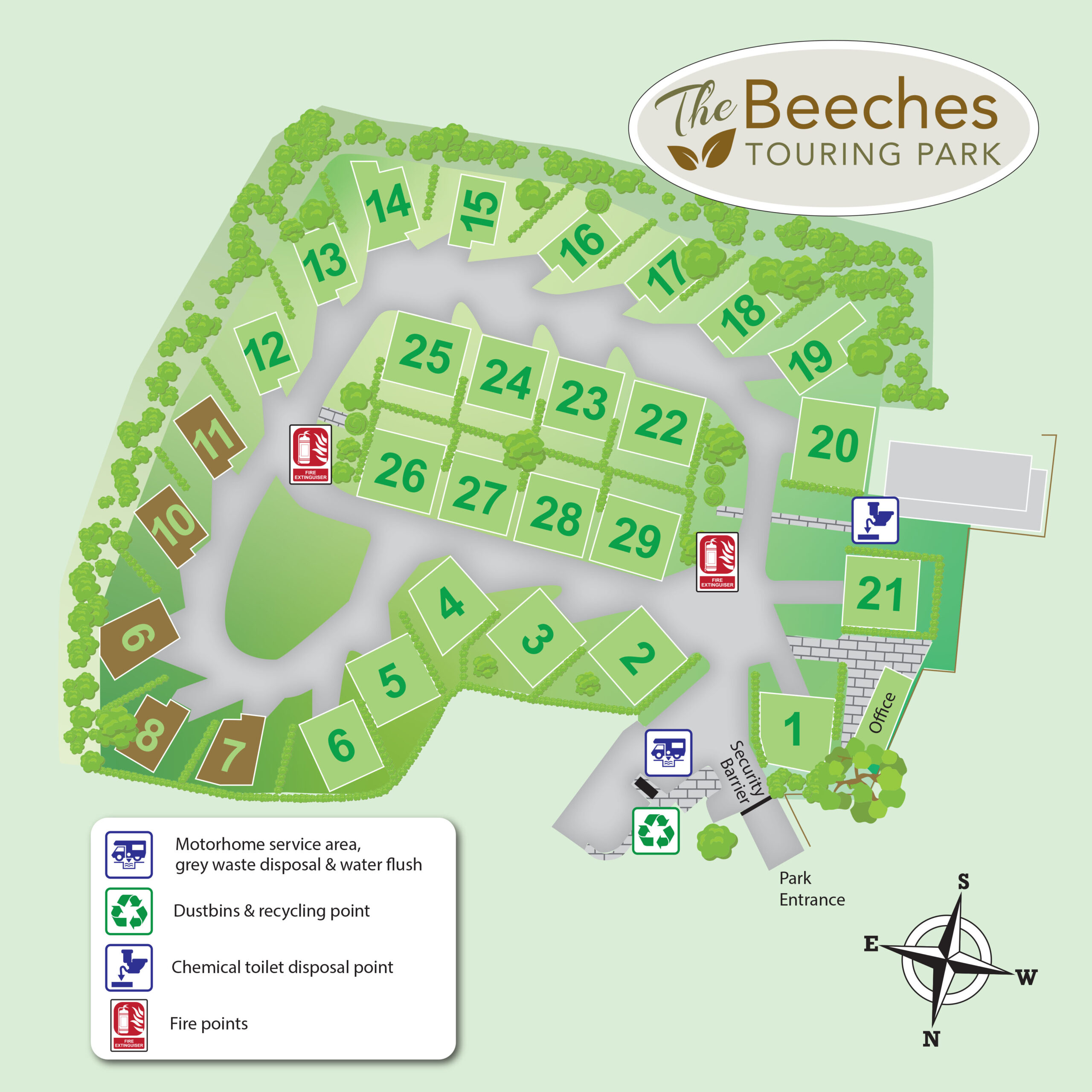 Beeches Touring Park Site Map