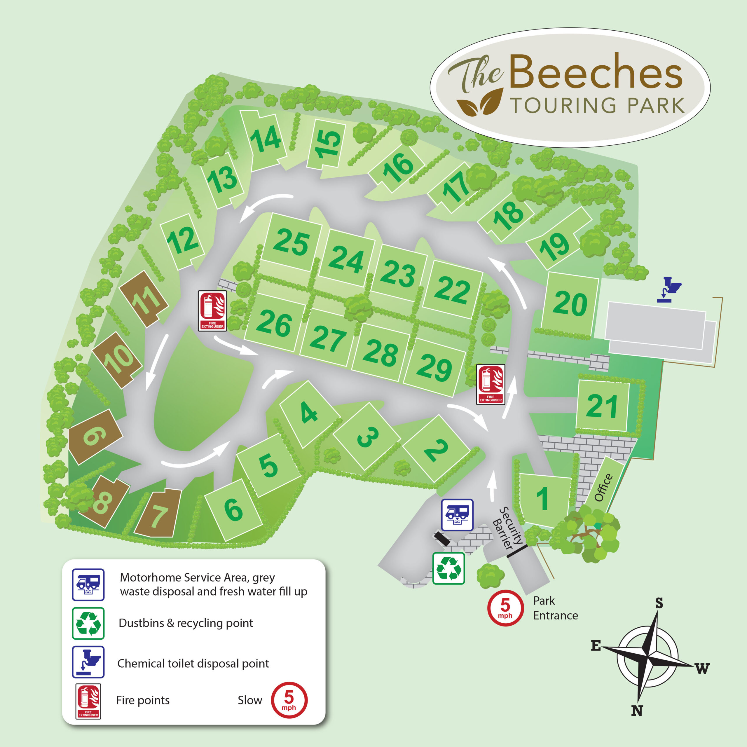 Beeches Touring Park Site Map
